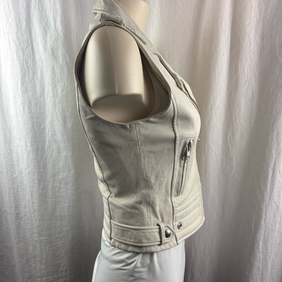 IRO Suga lamb leather moto vest in a light off-white or "bone" color 36(US 4) - Picture 6 of 13